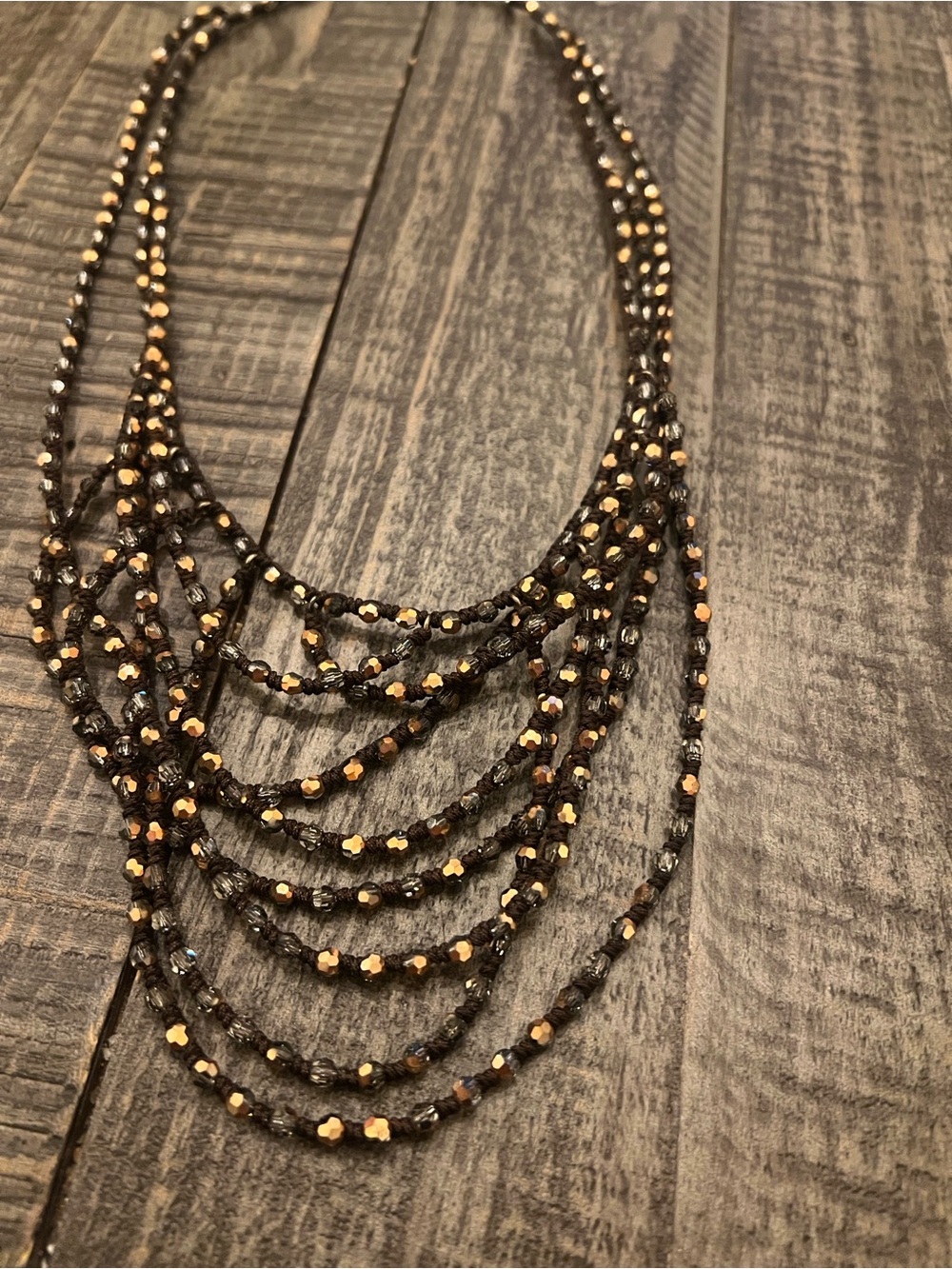 Chan Luu Black and Gold Multi-Strand Beaded Necklace